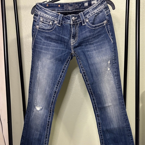 Miss Me Women's Distressed Blue Boot Cut Jeans - Picture 4 of 9